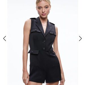 NWT! Alice+Olivia Phylis utility romper, black, size 6